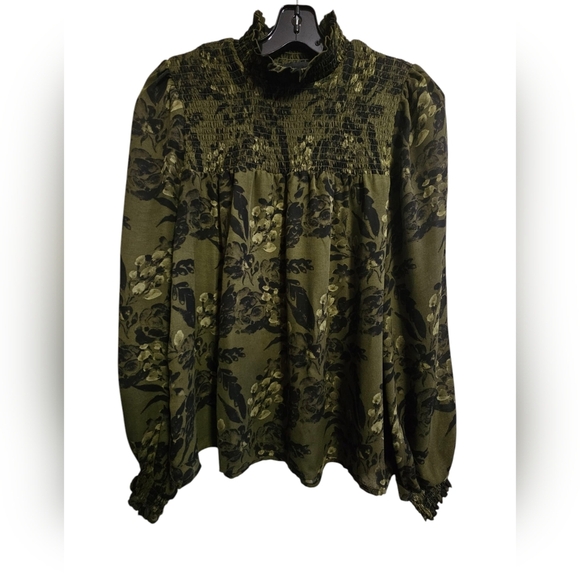 MAISON CINQUENT SHIRRED MOCK NECK BLOUSE - Picture 2 of 5